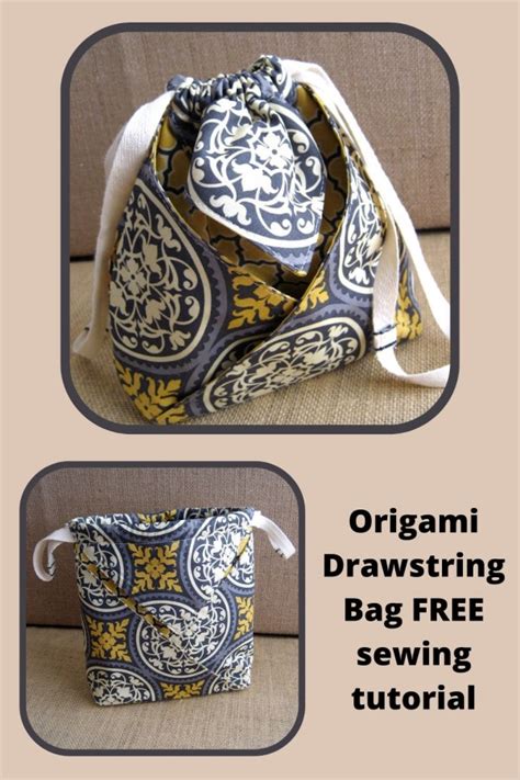Origami Drawstring Bag Free Sewing Tutorial Sew Modern Bags