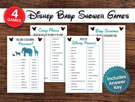 Disney Baby Shower Games 4 Pack Etsy