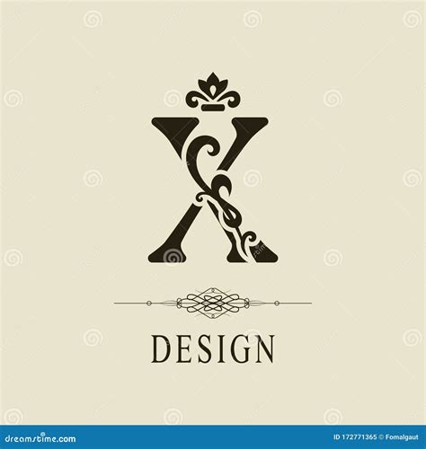 Elegant Capital Letter X Graceful Royal Style Calligraphic Beautiful
