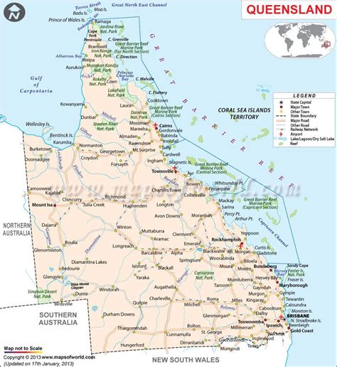 Road Map Of Queensland Australia Tourism Queensland Australia