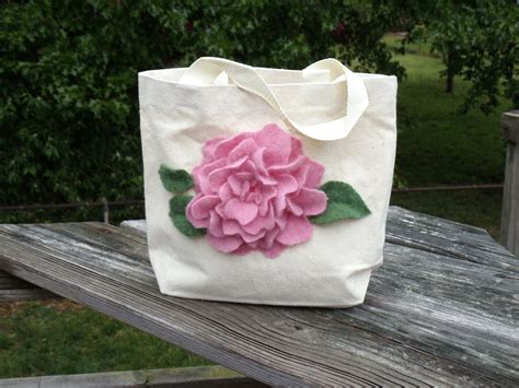 Cashmere Sweater Felt Flower On A Tote Bag Wool Felt Projects