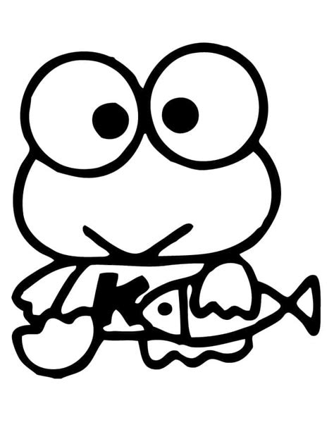 Dibujos De Keroppi Con Un Pez Para Colorear Para Colorear Pintar E