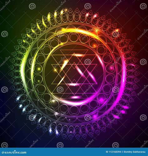 Abstract Neon Background With A Mandala Stock Photography