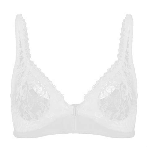 sexy womens sheer lace bra front close wire free unpadded bralette top underwear ebay
