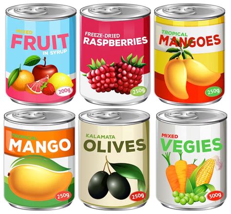 Premium Vector A Set Of Fresh And Canned Fruits