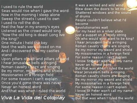 Original lyrics of viva la vida song by coldplay. Viva La Vida dei Coldplay, testo e video: dai colori alle ...