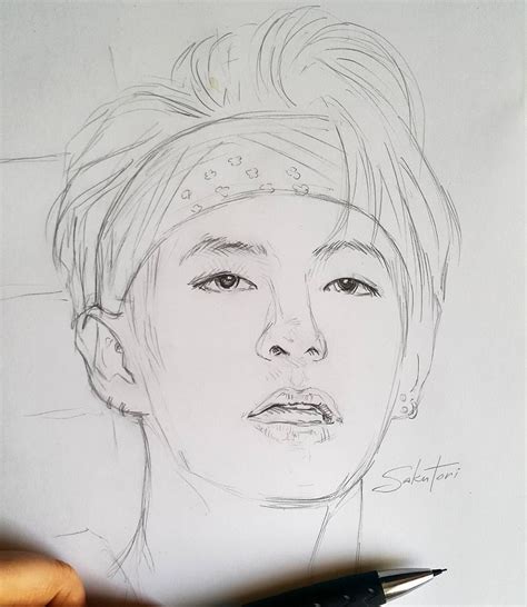 Bts V Drawing Step By Step