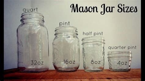 Size Chart Mason Jar Sizes Mason Jars Quart Mason Jars