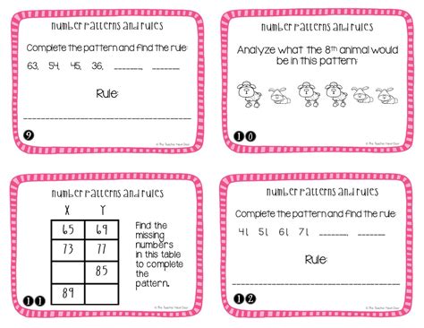 4th Grade Number Patterns And Rules Task Cards Number Patterns Math