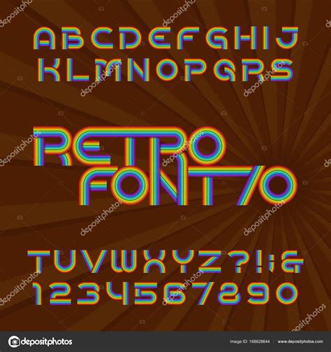 Retro Stripe Alphabet Vector Font Funky Type Letters And Numbers In 70