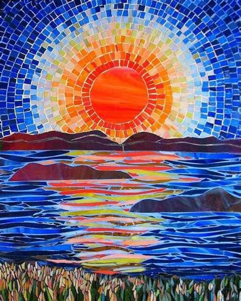 Sunset Mosaic Mosaic Tile Art Mosaic Stained Mosaic Artwork Stained