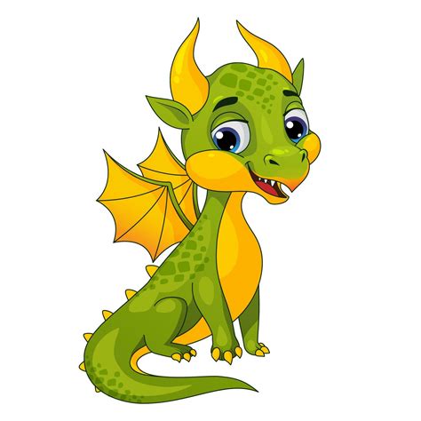Cute Little Green Dragon Cartoon Vector Illustration 25454570 Vector