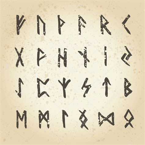 Set Of Handsketched Ancient Old Norse Runes Runic Alphabet Futhark