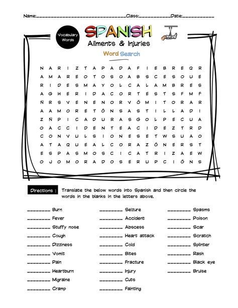 The Ultimate Spanish Vocabulary Word Search Worksheet Bundle 130