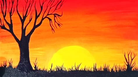 Sunset Beginner Simple Easy Landscape Painting Img Gimcrackery