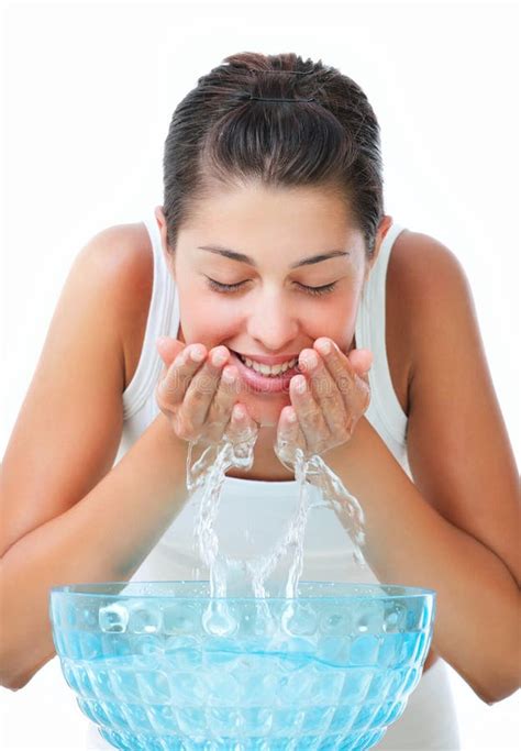 Beautiful Young Woman Washing Her Face Stock Photo Image Of Clean
