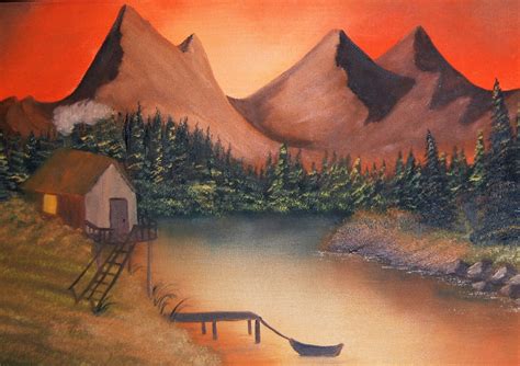 Original Oil Painting Sunset On The Lake On Etsy