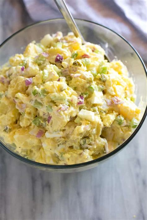 Add the warm potatoes and chopped egg and use a large spoon or spatula to toss gently, so the potatoes don't break up. Creamy Egg Potato Salad Recipe : Easy Creamy Condensed ...