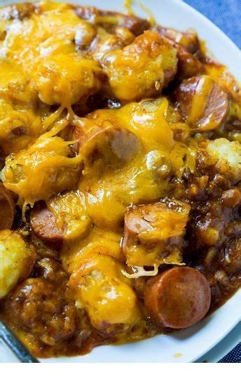 Feed the family with this easy chili cheese dog bake. Cheesy Hot Dog Tater Tot Casserole | Recipe | Easy ...
