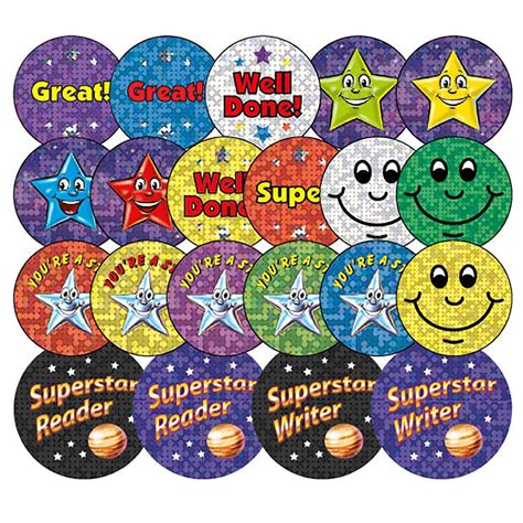 Buy 200 Mixed Holographic Sparkly Star Super Well Done Great Superstar