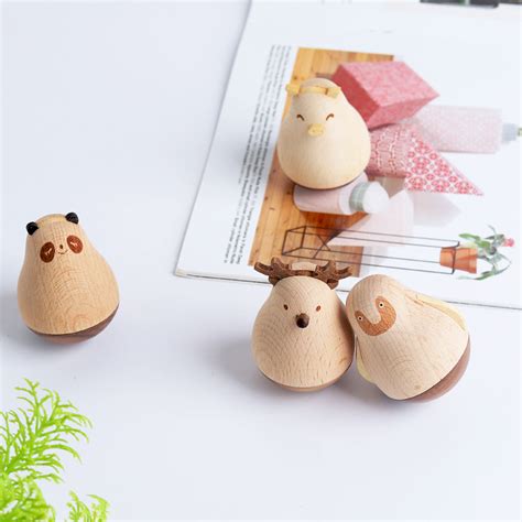 Wooden Cartoon Animal Tumbler Wooden Toy Manufacturers Custom Wooden