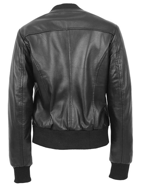 Stylish Black Bomber Leather Jacket For Women