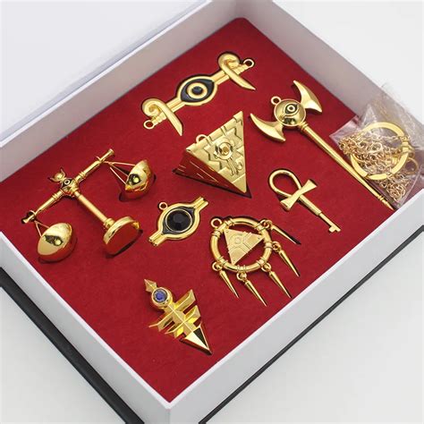 Yugioh Millennium Treasures Necklace Pendant Weapons Collection Set Muto Yugi Golden Cosplay