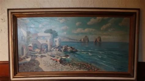 Vintage Mid Century Oil On Canvas Painting Signed Listed Italian Artist
