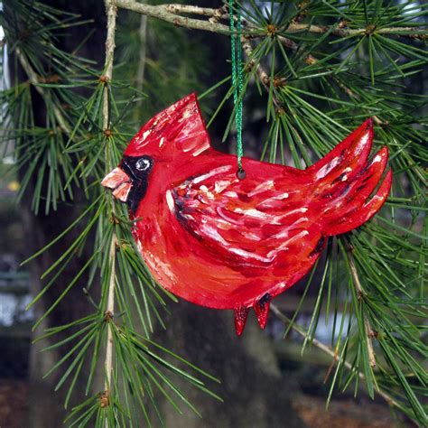 Cardinal Ornament Handmade Hand Painted Red Bird Christmas Etsy