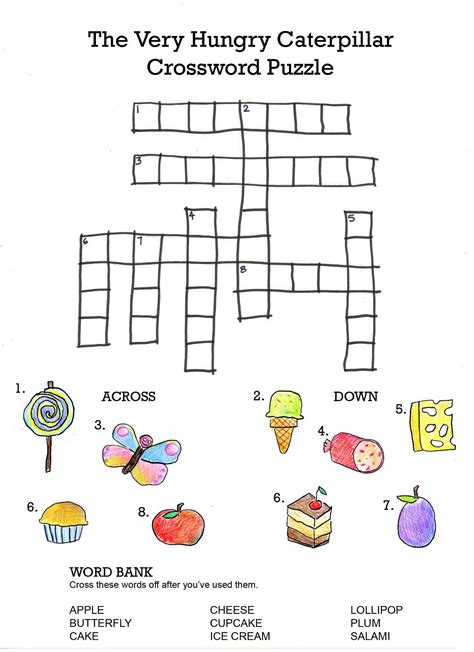 Printable Crossword Puzzles For Preschoolers Printable Crossword Puzzles