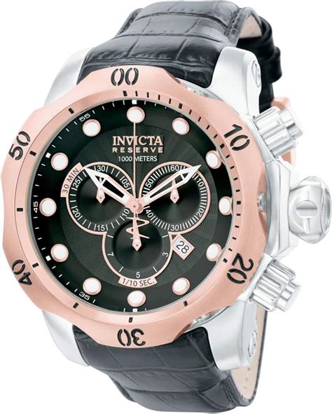 Invicta Reserve Mens Chronograph Quartz Watch With Leather Strap 360