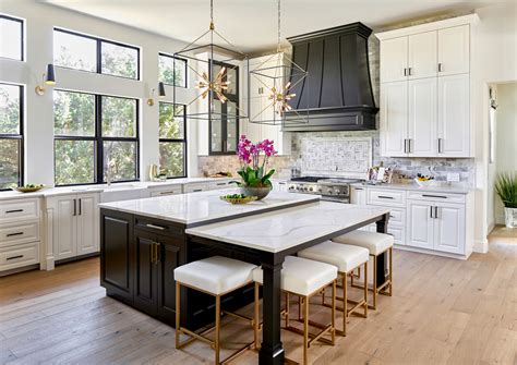 Black, White & Gold Transitional Kitchen with European Oak Wood Floors