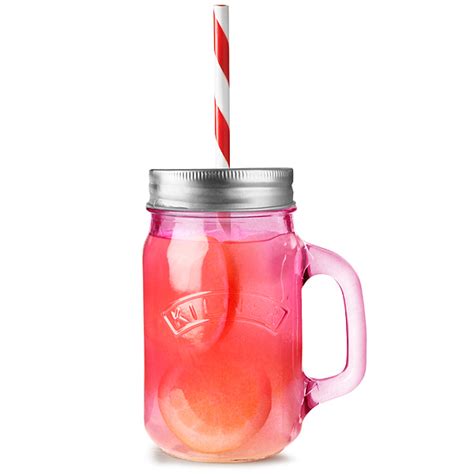 Kilner Pink Drinking Jars With Lids And Straws 14oz 400ml Drinkstuff