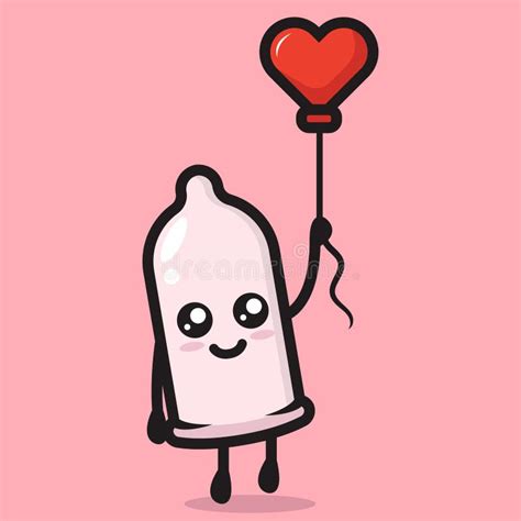 Cute Condom Mascot Love And Romance Theme Stock Vector Illustration Of Contraception