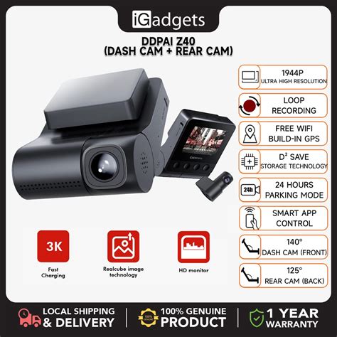Ddpai Z Full Hd P K Dual Dash Cam Front Rear Cam Hrs Camera