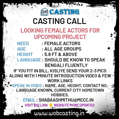 Wob Casting Bollywood Ke Audition Free Audition Free Casting Wob