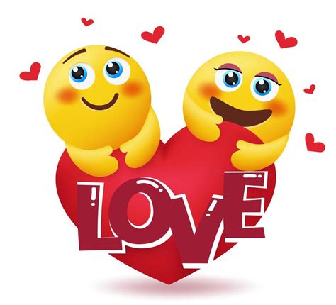 Emoji Valentine Vector Concept Design Love Text With Emojis Lovers