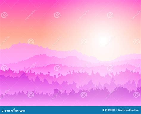 Mountain Pink Sunrise Stock Vector Illustration Of Geography 29045202