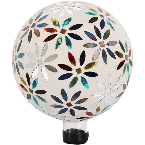Sunnydaze Multi Colored Mosaic Flowers Outdoor Gazing Ball Globe 10