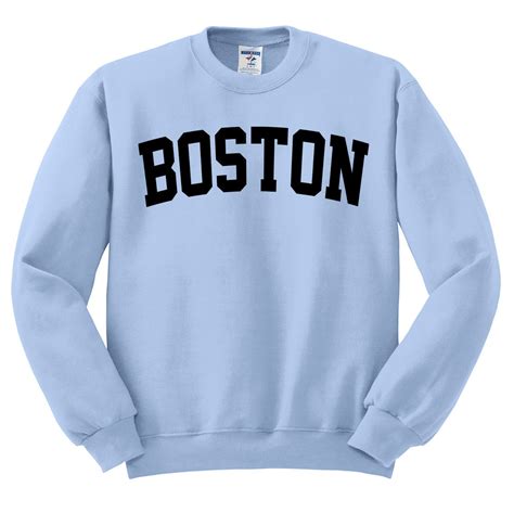 Boston Sweatshirt Collegiate Text Massachusetts Sweatshirt Etsy