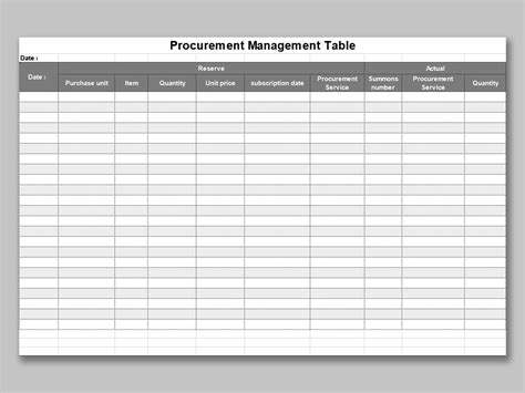 Excel Of Procurement Management Tablexlsx Wps Free Templates
