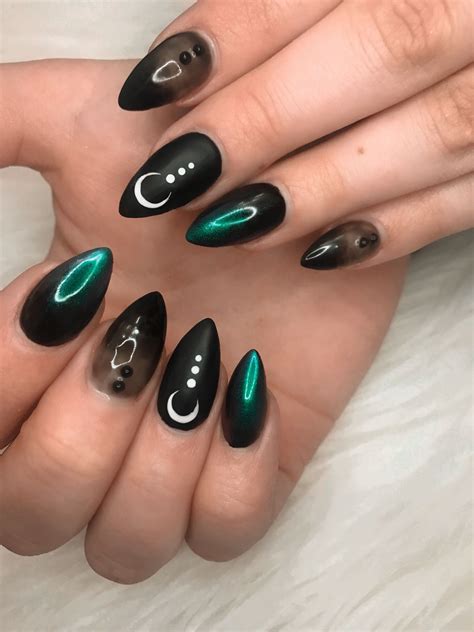 Emerald Green Witch Nails Spooky Art | Witch nails, Witchy nails, Goth