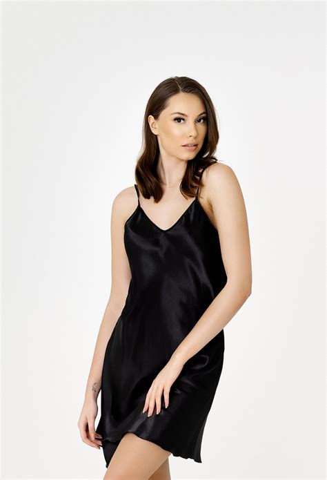 black puree silk night dress puree silk