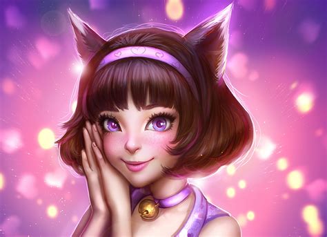 Purple Eyes Short Hair Animal Ears Girl Wallpaper Hd Fantasy 4k