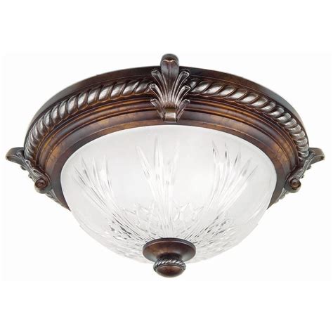 Flush mount lighting is a common ceiling light that can be used anywhere in the home, even in small spaces with low ceilings. Hampton Bay Bercello Estates 15 in. 2-Light Volterra ...