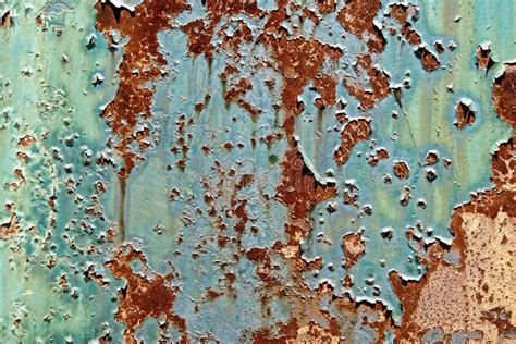 Old Peeling Paint On Rusty Metal Grunge Background Stock Image Image