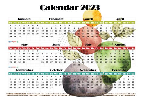 Free 2023 Printable Calendar With Holidays 12 Templates Watercolor