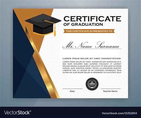High School Diploma Certificate Template Design Vector Image