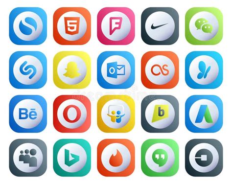 20 Social Media Icon Pack Including Bing Adwords Outlook Brightkite