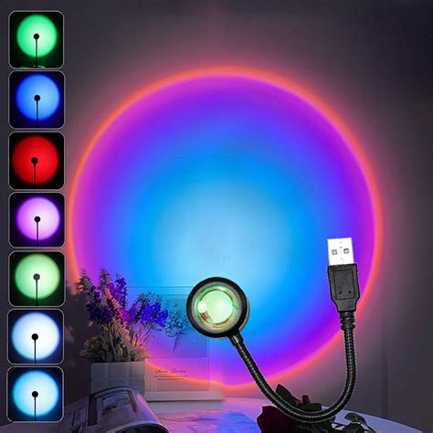 Usb Led Sunset Lamp Night Light Projector Photography Wall Atmosphere Neon Lights For Party